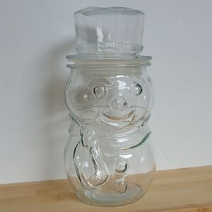 Libbey Clear Glass Snowman Candy/Nut Jar with Lid 7.5" Canada